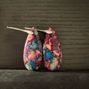 Colorful Jasper Teardrop Earrings